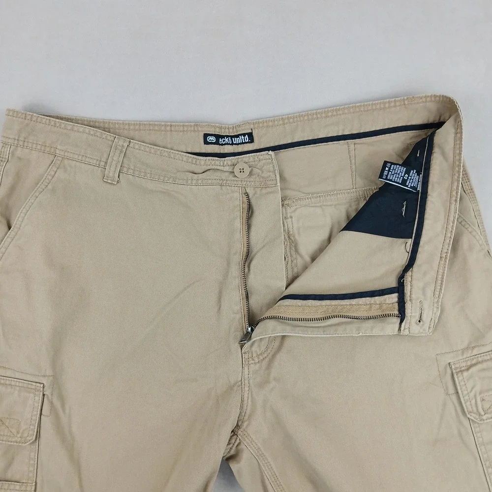 Ecko Unltd 44x11 Mens Cargo Shorts Khaki Heavyweight Canvas